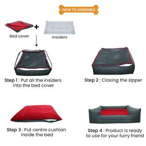 Lit rectangulaire réversible écologique pour chien et chat, lit respirant pour animaux de compagnie avec tissu en toile résistant à la mastication à motif solide - Product Image 2