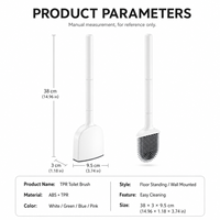 Brosse WC en silicone TPR au design moderne, support mural ou sur pied à séchage rapide pour le nettoyage de la salle de bain