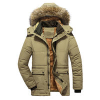 Vestes d'hiver pour hommes de grande taille avec col en fourrure polaire épaisse et capuche Manteaux pour hommes Veste décontractée Vêtements d'extérieur pour hommes Veste coupe-vent Parka