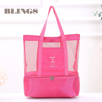 Bolsa Térmica Portátil de Malla Abierta con Asa Única, Doble Compartimento, para Picnic, Deportes, Viajes y Almacenamiento al Aire Libre, para Hombres y Mujeres