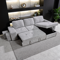 Ensemble de canapés d'angle carrés multifonctionnels en tissu, convertible en lit, pour villa et appartement de petite taille, salon