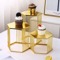 Goldene Kuchenwerkzeuge Dessert-Tisch Dekoration Präsentationsständer-Set Buffet Kalte Speisen Obstteller und Teepausen-Tischregal