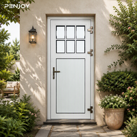 Porte extérieure à battants en bois recouvert d'aluminium PENJOY de qualité supérieure, étanche, insonorisée, double vitrage, design à grilles
