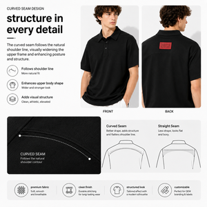 <span class=keywords><strong>Polo</strong></span> Homme Personnalisé avec Logo, Coupe Ample, Style Minimaliste Streetwear, Coutures Courbes, Style Techwear, OEM - Product Image 2