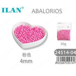 Perline Ilan Abalorios 4mm Rosa 50g per Creazione di Gioielli Artigianali - Product Image 1