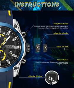 <span class=keywords><strong>MEGIR</strong></span> 2144 hommes chronographe de luxe montres-bracelets Quartz mode Silicone Sport <span class=keywords><strong>montre</strong></span> étanche Original usine pas cher <span class=keywords><strong>prix</strong></span> - Product Image 3