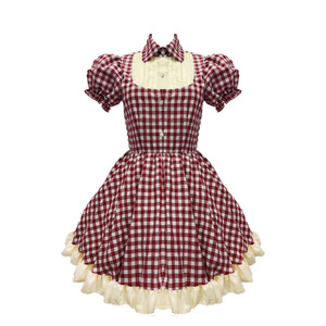 Black And White Checkered Maid Dress With Apron And Bow Cosplay Costume For Women Girl Anime Role Play Spring 2025 - Product Image 5