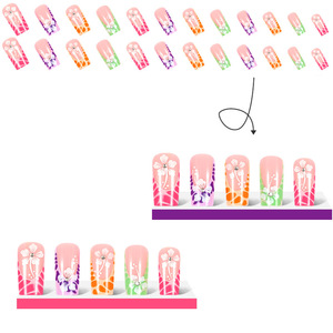 Faux ongles à presser pour <span class=keywords><strong>manucure</strong></span> française, motifs fleurs colorées et pétales, avec colle, pour l'automne et l'<span class=keywords><strong>hiver</strong></span>, vente en gros transfrontalière - Product Image 5