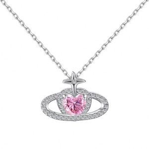 Collar de Plata de Ley 925 con Baño de Rodio y Cadena de Eslabones, con Colgante de Corazón de Circonia 5A, Joyería Fina para Mujer, Marca Dylam Dainty Fashion - Product Image 1