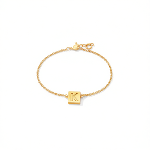 Bracelet en acier inoxydable avec lettre K Angelina, chaîne plaquée or, bijoux unisexes, cadeau, 12x14cm - Product Image 2