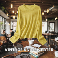 Pull-over décontracté à rayures en cachemire respirant à manches longues pour femme, style vintage chic, avec décoration croisée, collection printemps