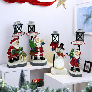 Figurine de Père Noël en résine, artisanat, éclairage LED, décoration de Noël pour le bureau, décoration de salon, style A B C D - Product Image 3