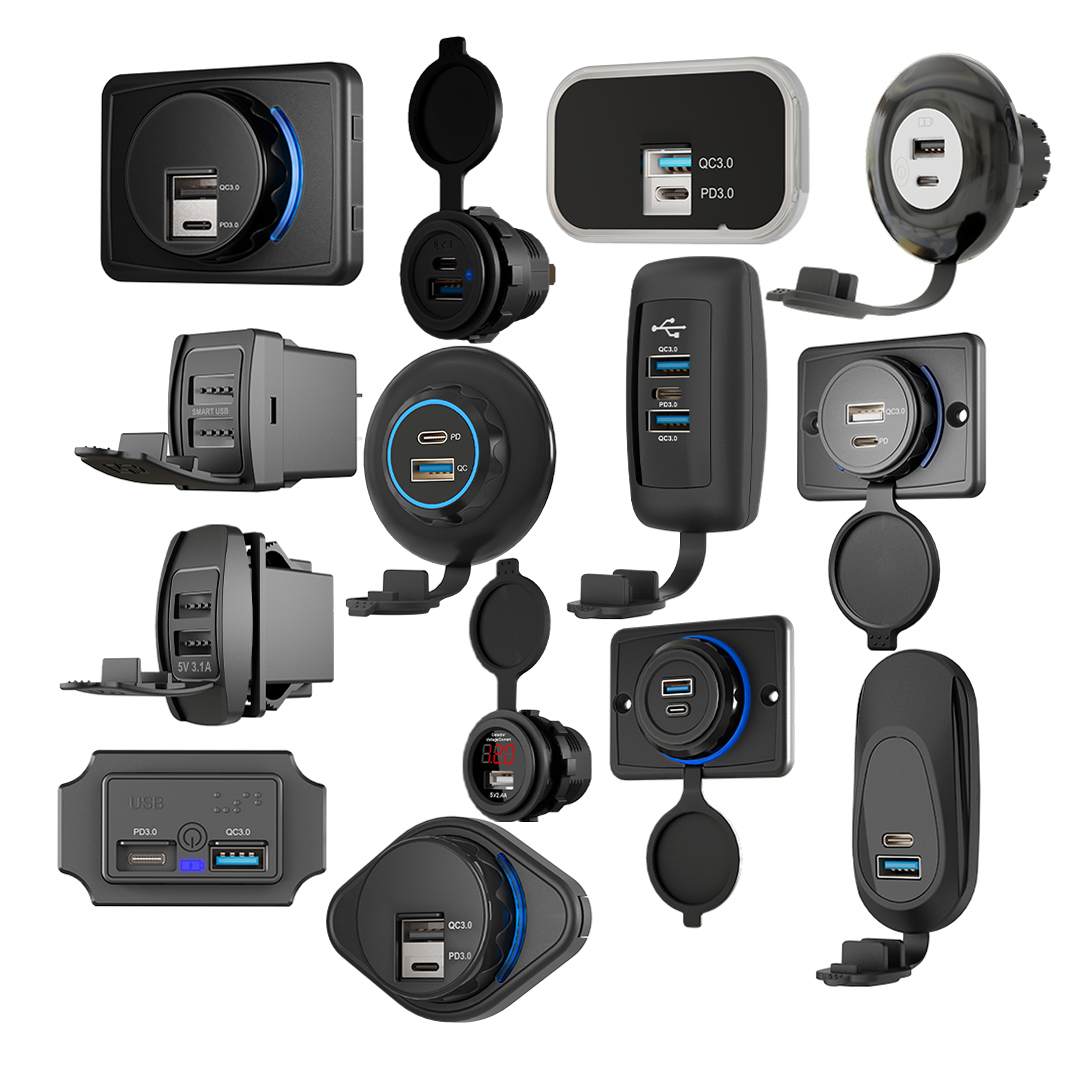 Ideal-Charge UCC- 12V 24V USB Socket PD3.0 QC3.0 Fast Car Charger - Auto, Bus, Marine Power Outlet