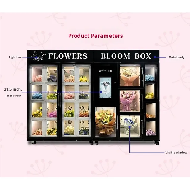 24-Hour Eco-friendly Fresh Flower Self-Serving Vending Machine Smart QR Code Scanning 6L Capacity Metal Construction Source