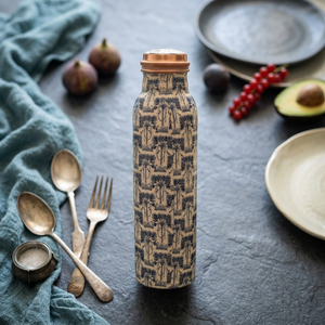 Designer Copper <b>Bottle</b> Meena Artwork Copper Ayurvedic <b>Bottle</b> with Mandala Print Pure Copper <b>Water</b> <b>Bottle</b> 1L Mandala Design - Product Image 1
