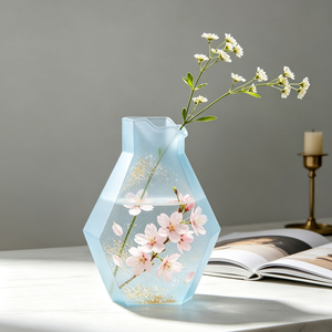 Vaso Artistico Irregolare <span class=keywords><strong>in</strong></span> <span class=keywords><strong>Resina</strong></span> con Motivi Floreali, Lavorato a Mano, Colorato, per Decorazioni Domestiche e Feste - Product Image 4