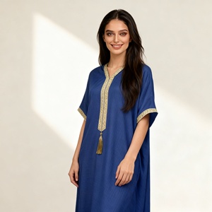 Nouvelle robe longue modeste de style Dubaï, en tissu de haute qualité, avec des paillettes, Abaya pour femmes musulmanes, fournisseur - Product Image 1