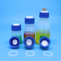 Tutup Botol Pelarut Fase Bergerak HPLC GL45 dengan PTFE 1/2/3/4 Port untuk Botol Reagen Biru GL45 Tutup Pengaman Laboratorium dengan Lubang
