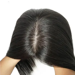 Europäische kopfhaut angepasst rohes jungfräuliches echtes natürliches brasilianisches koscher jüdisches vollspitzen menschliche Seide Remy Haar-Topper-Perücke für Damen