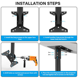 JH-Mech Mount <span class=keywords><strong>TV</strong></span> <span class=keywords><strong>Antenne</strong></span> Poteau Gris Poudre Enduit Acier Au Carbone Polyvalent Stable Réglable <span class=keywords><strong>Antenne</strong></span> Extérieure Poteau De Montage - Product Image 5