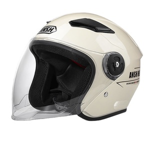 Nouveau casque de moto demi-face classique rétro 3/4 en ABS avec double visière, fermeture modulaire, toutes saisons, pour adultes, modèle HXC-106, homologué DOT - Product Image 2
