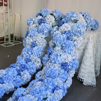 Guirlande de fleurs artificielles d'hortensia bleues pour allée de mariage, chemin de table, décoration de toile de fond, fournitures événementielles
