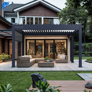 Système de panneau de pergola à persiennes motorisées électrique moderne Bioclimatica Pergola d'extérieur Cadre enduit de poudre Nitre traité sous pression - Product Image 5