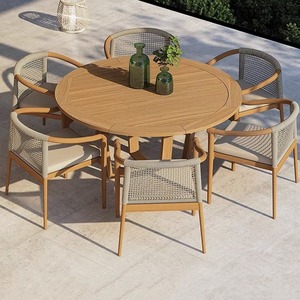 Muebles de exterior de ratán de madera maciza de estilo nórdico, sillas de mesa de teca para patio, balcón, jardín, o Villa <span class=keywords><strong>Hotel</strong></span>, uso de ocio - Product Image 3