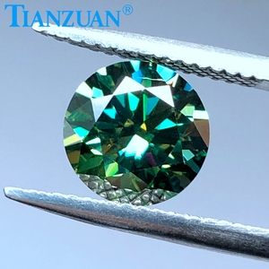 Diamante rotondo brillante taglio verde con piccola gemma di Moissanite sciolta di colore giallo per realizzare gioielli - Product Image 3