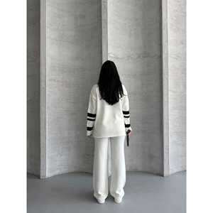 Embellished Braided Knit Set 1564 Casual Print Pattern Hooded Woolen <b>Jacket</b> and Pants with Loose Fit for <b>Summer</b> Winter Seasons - Product Image 3