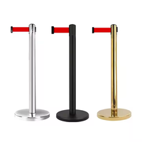 Barrière télescopique rouge en acier inoxydable pour files d'attente, contrôle des foules, isolation, banque, aéroport, MetaRubber MR-BP2MG 320mm 900mm