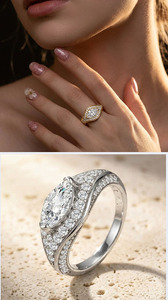 S925 Sterling Silver Marquise Moissanite Halo <b>Ring</b> Twisted Band Engagement Wedding <b>Finger</b> <b>Ring</b> For Women Two Tone Available - Product Image 6