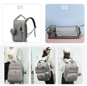 Gấp bé giường xác ướp túi với muỗi <span class=keywords><strong>Net</strong></span> Công suất lớn tã Túi ba lô với dù để che nắng bé gấp giường với USB - Product Image 6