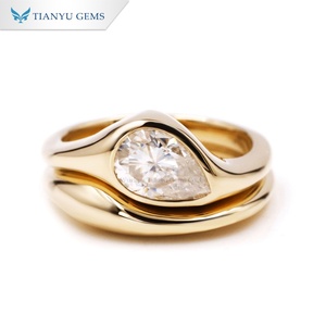 Tianyu Gems Custom 14K Yellow Gold Moissanite Pear Cut Twist Band Engagement <b>Ring</b> - Product Image 1
