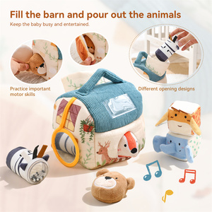 PQT2435 <span class=keywords><strong>Giocattoli</strong></span> Educativi Montessori in Cotone a Forma di Animali per Neonati 0-12 <span class=keywords><strong>Mesi</strong></span> con Funzioni Musicali per lo Sviluppo Sensoriale - Product Image 3