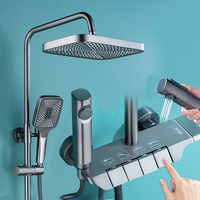 Ensemble de douche gris canon certifié CE avec garantie de 5 ans, ensemble de douche pluie chaud et froid avec robinet, pomme de douche de salle de bain