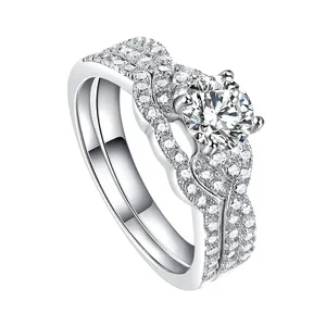 महिलाओं के लिए सगाई चांदी की अंगूठी शादी की अंगूठी क्रिस्टल Tonglin 925 स्टर्लिंग चांदी के गहने चांदी के गहने के छल्ले