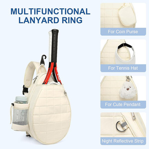 La nueva bolsa de tenis tiene capacidad para 2 raquetas de tenis. Es una bolsa cruzada acolchada con correa impermeable y un bolsillo de seguridad. - Product Image 6