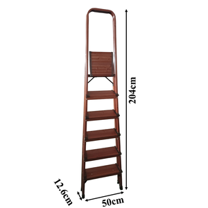 บันไดพับได้ทำจากอลูมิเนียมลายไม้สไตล์ญี่ปุ่นบันไดขั้นบันไดกว้าง6ขั้นพร้อมราวจับ - Product Image 6