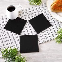 Sous-verres en ardoise noire à bords droits, magnifiques et personnalisés, vente en gros 2026, sous-verres carrés en ardoise pour bar à boissons