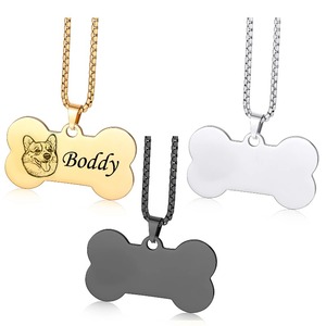 Collar con Colgante en Forma de Hueso de Acero Inoxidable, Joyería con Etiqueta en Blanco de Estilo Gótico, Accesorios de Moda para Hombres y Mujeres - Product Image 1