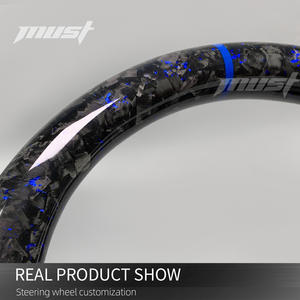 Volant en fibre de carbone forgé bleu foncé personnalisé avec poignées en microfibre pour <span class=keywords><strong>Ford</strong></span> <span class=keywords><strong>F</strong></span>-<span class=keywords><strong>150</strong></span> Raptor Shelby XL <span class=keywords><strong>XLT</strong></span> 2021-2025 - Product Image 4