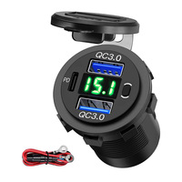 Voltímetro Digital Impermeable Más Vendido, Cargador de Coche con Doble USB + PD 30 de Carga Rápida, Modificado para Motocicletas, Barcos, Autocaravanas, Uso en Exteriores
