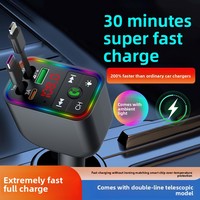 Transmetteur FM pour voiture avec lecteur MP3 sans fil, câble rétractable et chargeur rapide PD pour voiture