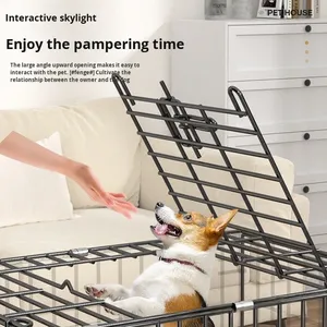 Cage pour petit chien en métal avec fermeture à bouton, pliable, renforcée, épaisse, solide, écologique, pour usage domestique, toutes saisons - Product Image 4