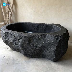 Baignoire autoportante en pierre naturelle noire pour salle de bain, en marbre, vente en gros directe usine Chine - Product Image 5