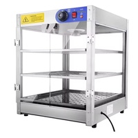 Vitrine chauffante commerciale à 2 ou 3 niveaux, 800W, avec éclairage, capacité 150L, en plastique de qualité alimentaire