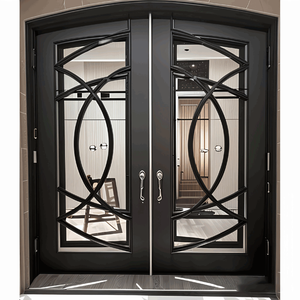 Puerta de Entrada de Madera Forjada de Estilo Mediterráneo, Puerta Frontal Arqueada para Proyectos de Construcción de Villas y Residencias, Materiales de Construcción - Product Image 2