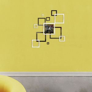 3D Acrylic <b>Wall</b> Clock DIY Geometric Square Digital Clock <b>Wall</b> Sticker Mute Clock for Living Room Bedroom Decoration - Product Image 5