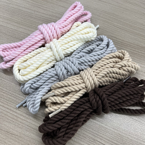5mm Custom 100% Naturfarbe Baumwolle Braid Schnürsenkel Seil Schnürsenkel 1,2 m pro Streifen - Product Image 2